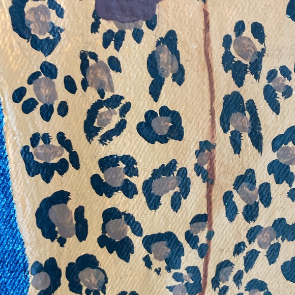 Hand Painted Upcycled Jean Jacket in Size Large. Pair of Leopard Boots. - Picture 4 of 11
